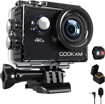 4K Action Cam 20MP Wifi Telecomando Fotocamera Subacquea Impermeabile 40M Sott'Acqua Sports Camera Schermo 2 Pollici 170 Gradi Grandangolare Microfono Esterno 2X1050Mah Batterie E Accessori