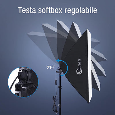 Softbox - Set Dotografico per Studio Fotografico, 50 X 70 Cm, Professionale, Con 135 W, 5500 K, Lampada Diurna E27 E Borsa per Il Trasporto per Ritratti Da Studio, Foto Di Moda