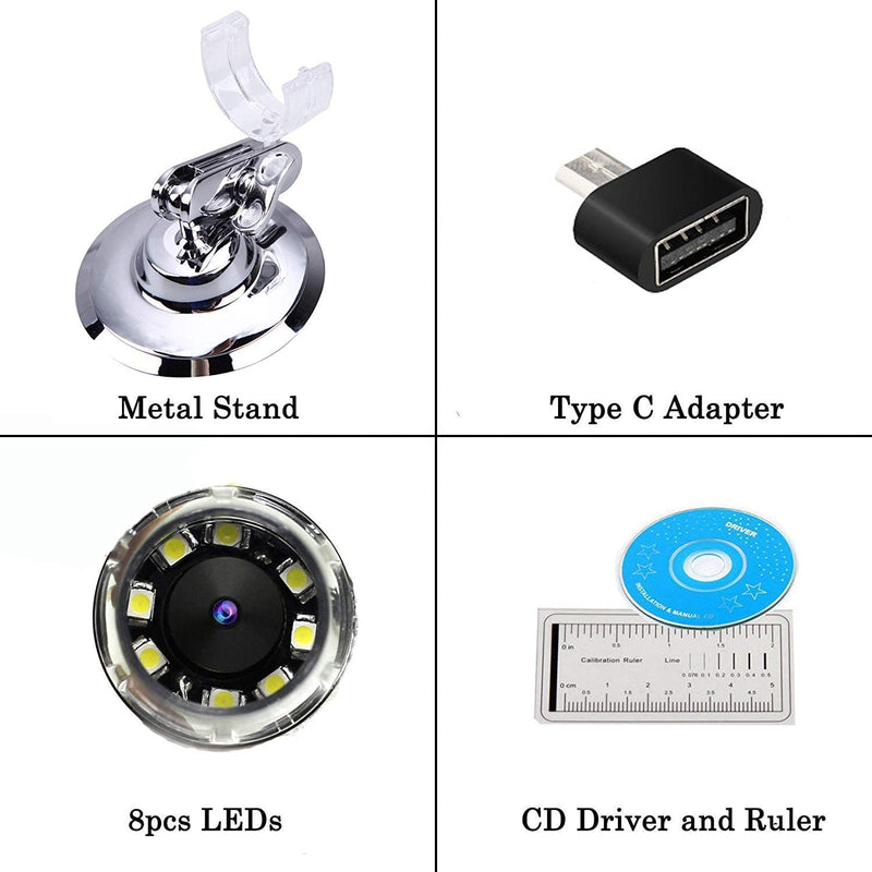 40 a 1000 X Ingrandimento USB Microscopio Digitale Endoscopio, 8 LED USB 2.0, Mini Videocamera Con Adattatore OTG E Metallo Supporto, Compatibile Con Mac E Windows 7 8 10 11 Android Linux