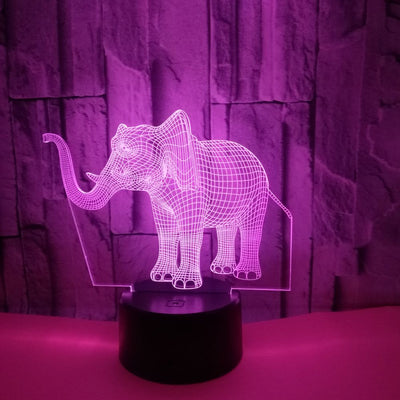 Novelty Lighting Elephant Shape 3D7 Color Changing Touch Switch LEDUSB Desk Lamp