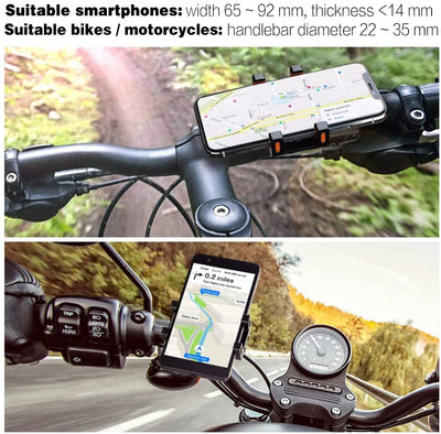 Supporto Telefono Bicicletta, Supporto Bici Smartphone in Metallo, Porta Cellulare Bici Universale per 4.7-7.2 Pollici Smartphone, Porta Cellulare Moto Rotazione a 360°, per Manubrio 22-33Mm