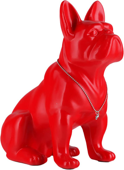 Statua Di Bulldog Inglese in Resina Scultura Bulldog Francese Decorazione per La Casa Moderna Figurine Da Collezione Art Dog Statua Bulldog Figurine in Resina Artigianato (Rosso, 31 Cm)