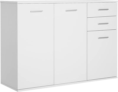 Armadietto Da Ufficio 3 Armadietti 2 Cassetti Legno 106X35X76Cm Bianco