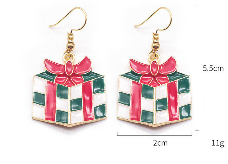 Christmas Cartoon Dripping Oil Color Earrings