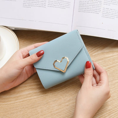 Ins New Simple Thin Korean Buckle Mini Change Purse Student Lady Purse Female Short Card Bag