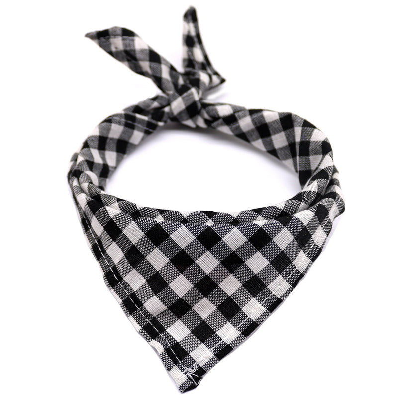 Pet Dog and Cat Plaid Cotton Triangle Scarf