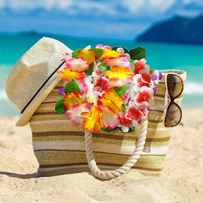 32 Pezzi Decorazioni Hawaiane Leis, Collana Fiori Braccialetti Fascia per Capelli, Festa Spiaggia Tema Tropicale Bar Notturno Vacanze, Unisex