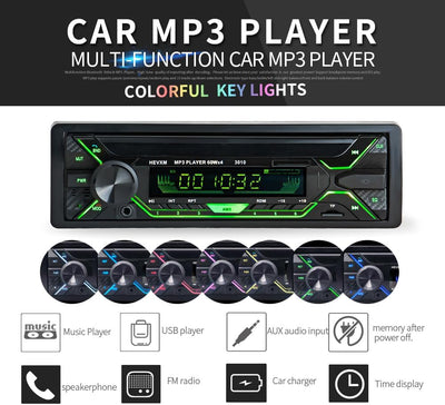 Autoradio Bluetooth Stereo Auto Bluetooth Radio Bluetooth Auto Car Radio, 1Din with Bluetooth4.2, AM/FM Media Receiver USB/SD/AUX/EQ/MP3/TF Carica Rapida