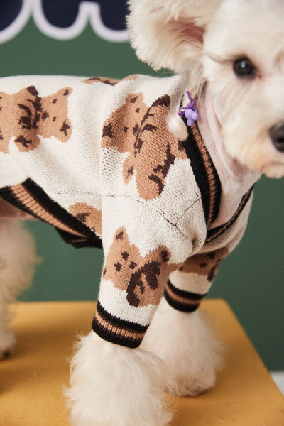 Dog Cat Sweater Preppy Style V-Neck Striped Vest Pet Puppy Winter Warm Clothes Apparel for Dogs Cats