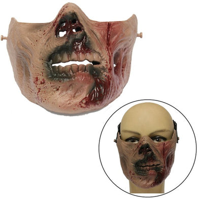 Zombie Skull Skeleton Half Face Mask Military Hunt Halloween Costume Party