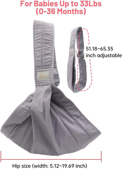 Fascia Porta Bebe, Marsupio Neonato , Fascia Neonato Multifunzionale on the Go,Marsupio Neonato 0-36 Mesi, Tutte Le Stagioni, Fino a 15Kg (Grigio)