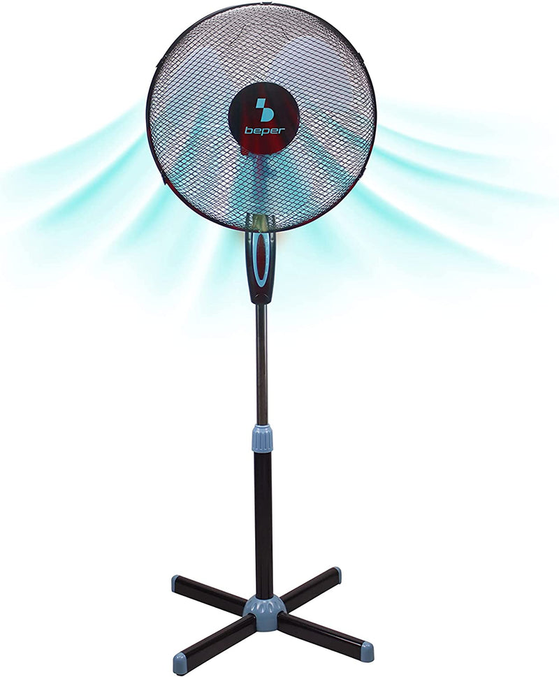 P206VEN100 Ventilatore a Piantana, 35 Watt, Metallo /ABS, Diametro 40 Cm, 3 Pale,3 Velocità, Oscillazione E Inclinazione Regolabile, Nero