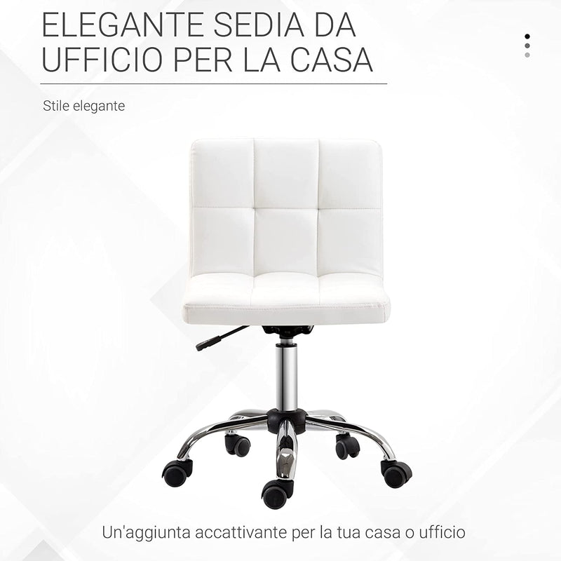 Sedia Da Ufficio Ergonomica Girevole Altezza Regolabile in Pelle Sintetica 46 × 51 × 80-92Cm