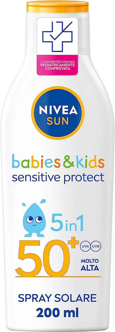 SUN Latte Solare Kids Sensitive Protect & Play FP 50+ 200 Ml, Crema Solare Bambini E Neonati Dai 6 Mesi in Su, Crema Solare 50+ Extra Resistente All'Acqua