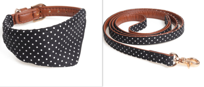 Polka Dot Dog Triangle Scarf Collar Leash Pet Pu Dog Leash