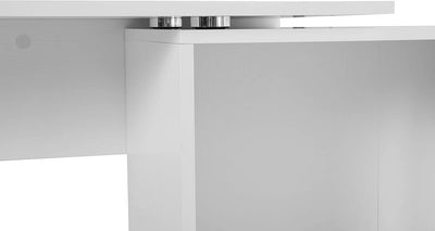 Scrivania Angolare Con Libreria Scaffale in Legno Bianco, Tavolo Da Pranzo per Computer Con Rotazione a 180°, 173X39.8X74 Cm