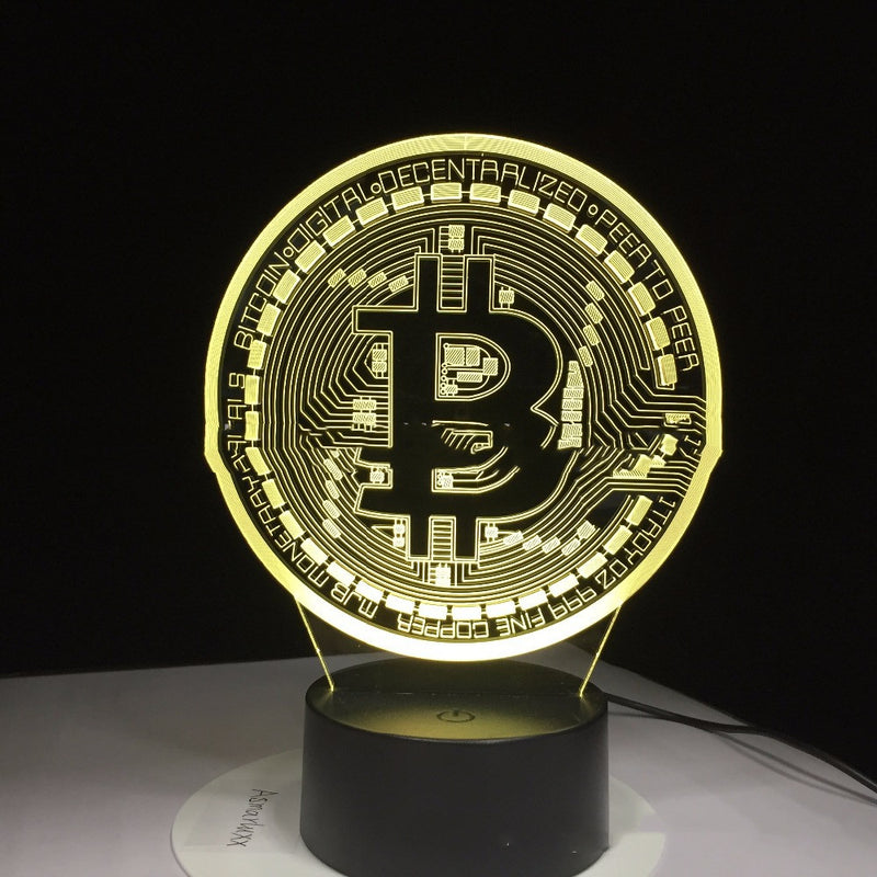 Creative Colorful Currency Bitcoin LED Colorful Color Desk Lamp