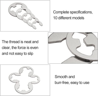 Anelli Di Sicurezza Interni, Anelli Elastici Di Sicurezza, E Clip Anello Elastici, 120 Pezzi Set a Scatto per Anelli Elastici 10 Dimensioni Con Scatola Di Immagazzinaggio, per Hardware Di Fissaggio