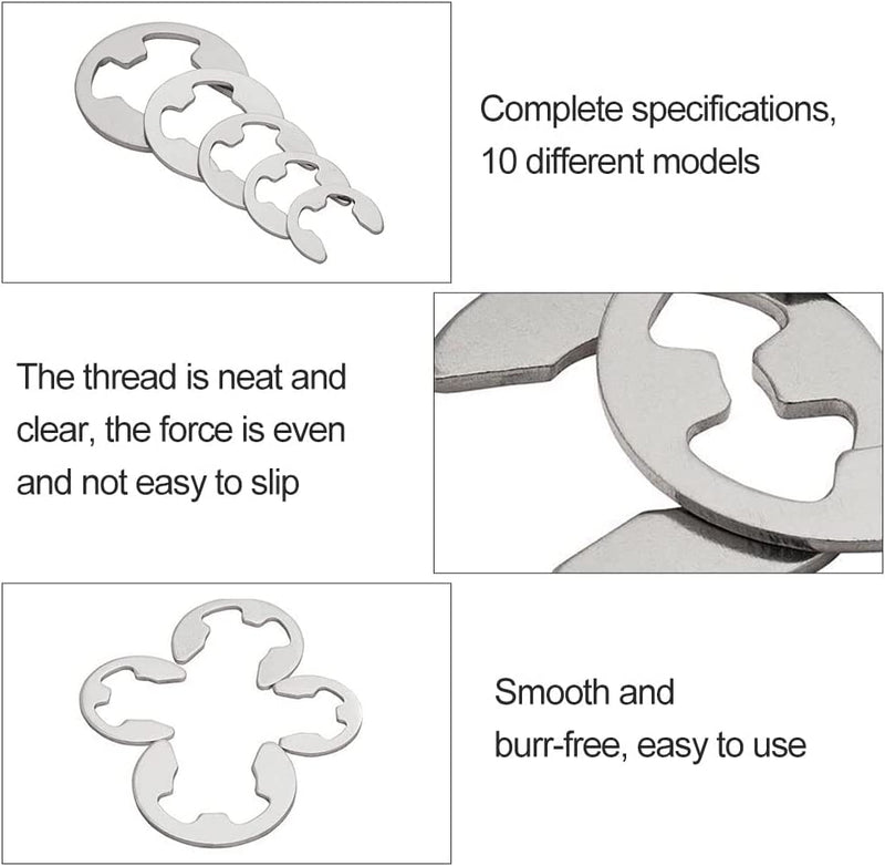 Anelli Di Sicurezza Interni, Anelli Elastici Di Sicurezza, E Clip Anello Elastici, 120 Pezzi Set a Scatto per Anelli Elastici 10 Dimensioni Con Scatola Di Immagazzinaggio, per Hardware Di Fissaggio