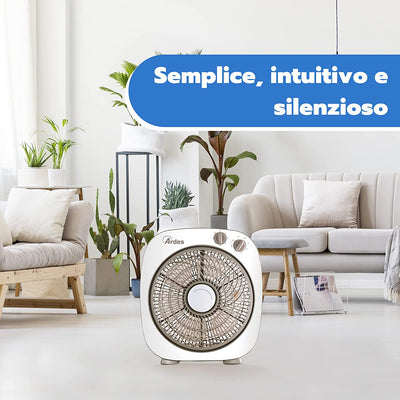 AR5B24 Ventilatore Portatile Rinfrescante Da Pavimento O Tavolo Con 6 Pale E 3 Livelli Di Intensità E Rotazione 360 Gradi Ventilatore Da Terra Box Floor