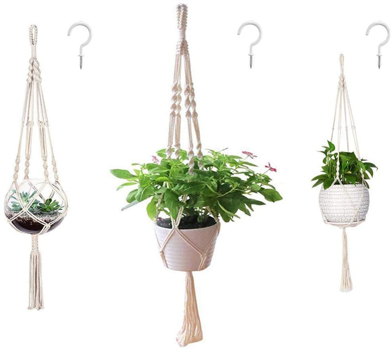 Flowerpot Flower Stand Indoor Outdoor Hanging Plant Rack Holder Decorative Flowerpot Cotton Rope