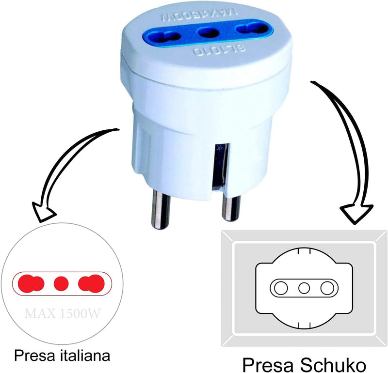 TECHLY 100129 Adattatore Spina Schuko a Presa 10/16A Bianco Bianco