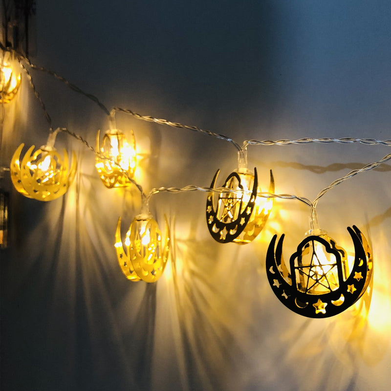 Muslim Ramadan Festival Battery Box Led String Lights Eid Mubarak Moon And Stars Interior Decoration Lights