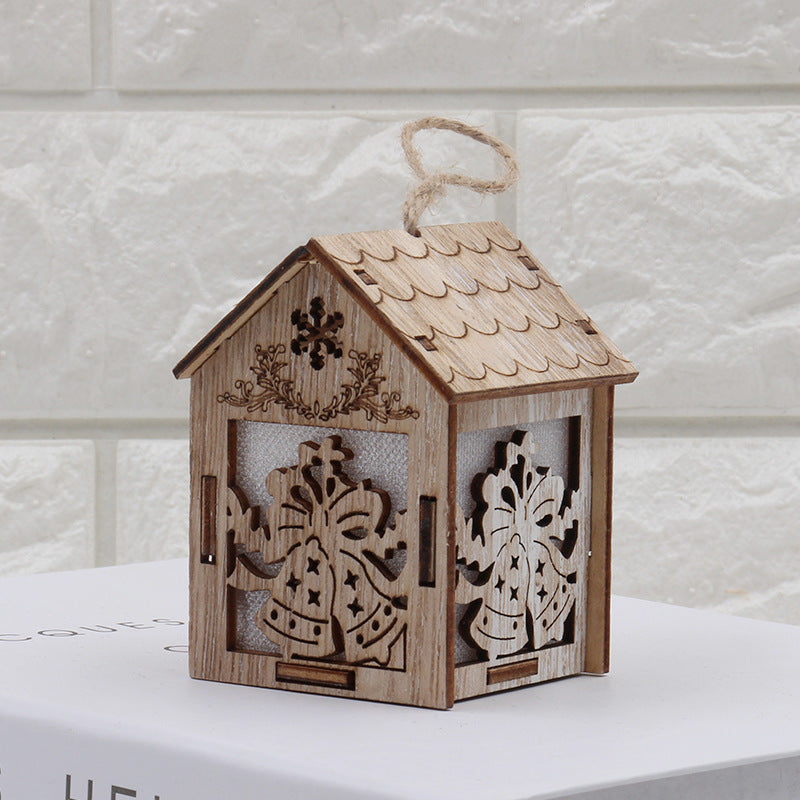 Creative Small Wooden House Christmas Decorations