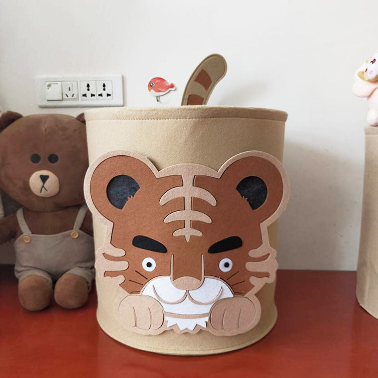 Cartoon Felt Storage Basket Toy Storage Bucket Portable Laundry Storage Basket