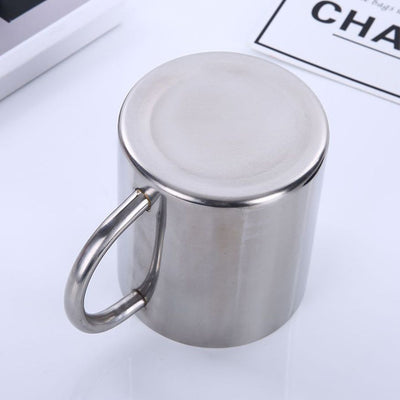 Amazon Cross-border Creative Simple Double Layer Straight Custom Logo Handle Cup 304 Stainless Steel Water Cup Coffee Cup