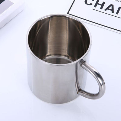 Amazon Cross-border Creative Simple Double Layer Straight Custom Logo Handle Cup 304 Stainless Steel Water Cup Coffee Cup