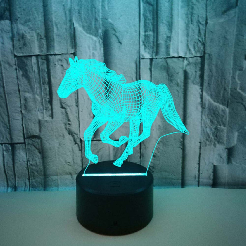 New Galloping Horse 3D Night Light Gift Creative 3D Lamp Decoration Lamp Creative Pony Colorful Touch 3D Small Table Lamp