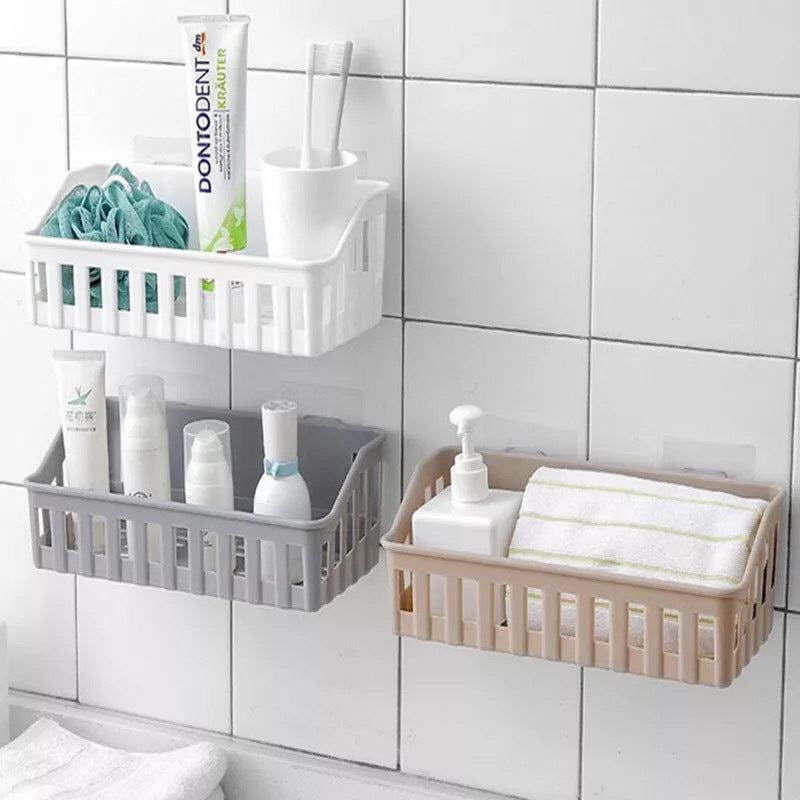 Bathroom Wall Hanging Storage Basket Kitchen Wall Suction Storage Organizer