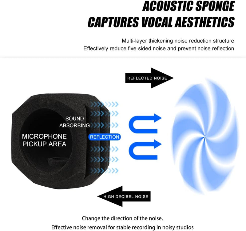 Filtro Pop per Microfono Professionale per Parabrezza E Parabrezza, Filtro Acustico per Microfoni Da 4,5 "-6 Cm, Schiuma Fonoassorbente Che Riduce Il Rumore E I Riflessi