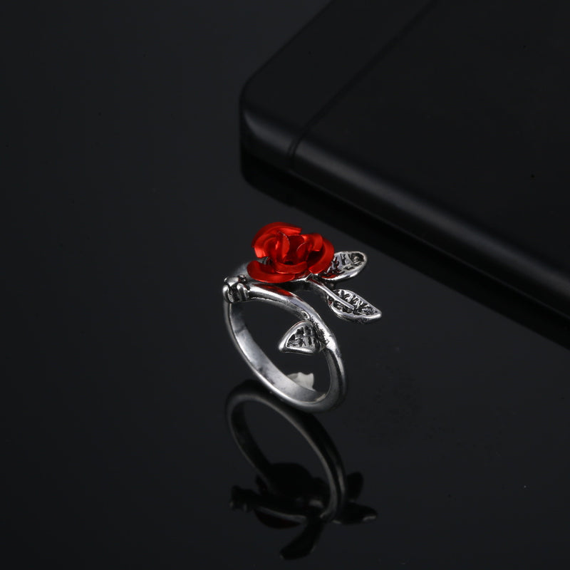 Alloy Personality Plant Ladies Rose Ring