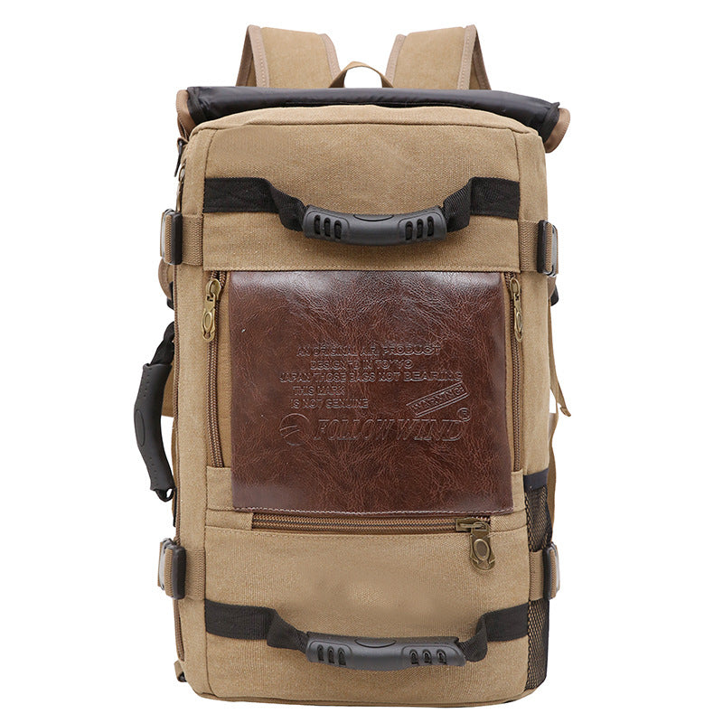 Men Canvas Backpack Huge Travel School Shoulder Computer Backpack Functional Versatile Bags Multifunctional Laptop Bag