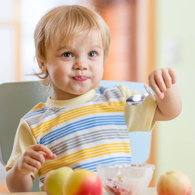 Set Di Posate per Bambini, Cucchiaio E Forchetta per Bambini Senza BPA, Posate Da Bambino in Acciaio Inossidabile 316, Con Scatola, Adatto per Bambini Dai 12 Mesi in Su (Forma Di Pinguino Blu)