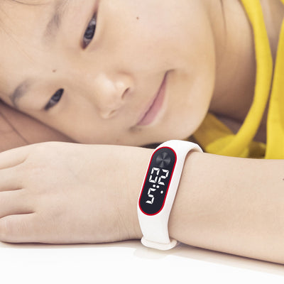 Silicone Children'S LED Red and White Light Watch