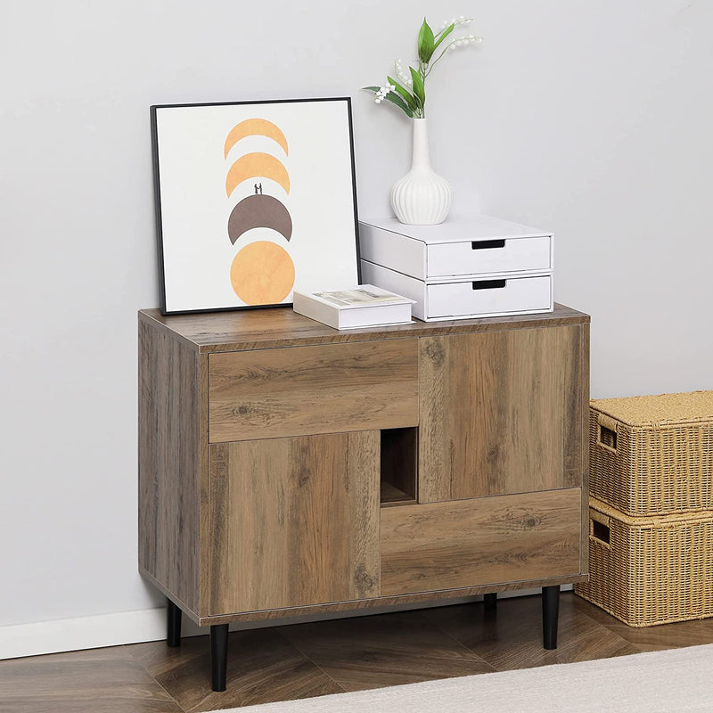 Mobile Da Salotto E Soggiorno in Legno Con Cassetti E Armadietti, Credenza Moderna in Stile Nordico, 76.5X39.5X64.5Cm