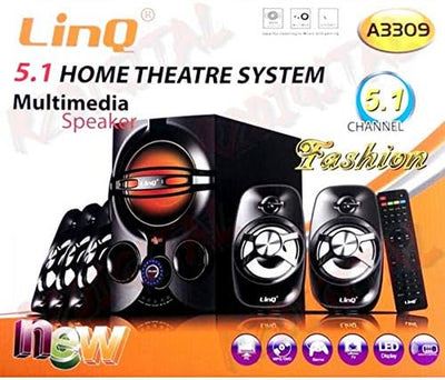 KIT CASSE ACUSTICHE A3309 SISTEMA DI ALTOPARLANTI DOLBY SURROUND 5.1 Con USB HOME CINEMA TELECOMANDO HD per TELEVISORE SALOTTO O PC COMPUTER