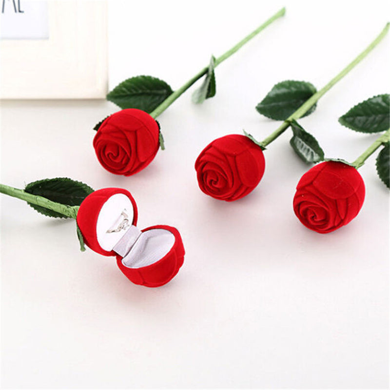 Romantic Red Rose Flower Ring Gift Box for Anniversary Wedding Proposal & Gifts