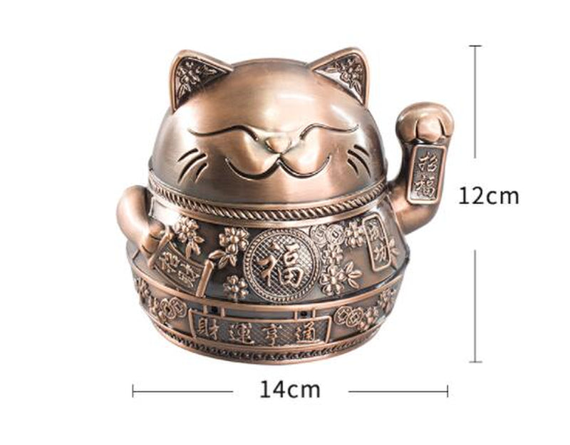 Lucky Cat Ashtray Creativity Personality Trendy Home Living Room with Cover Anti-Fly Ash Uxury High-End Simple Ashtray