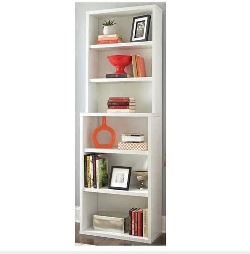 Libreria Scaffale a 6 Ripiani in Legno, Mobile Con Mensole Regolabili per Salotto E Camera Da Letto, 76.2X34.5X209Cm, Bianco