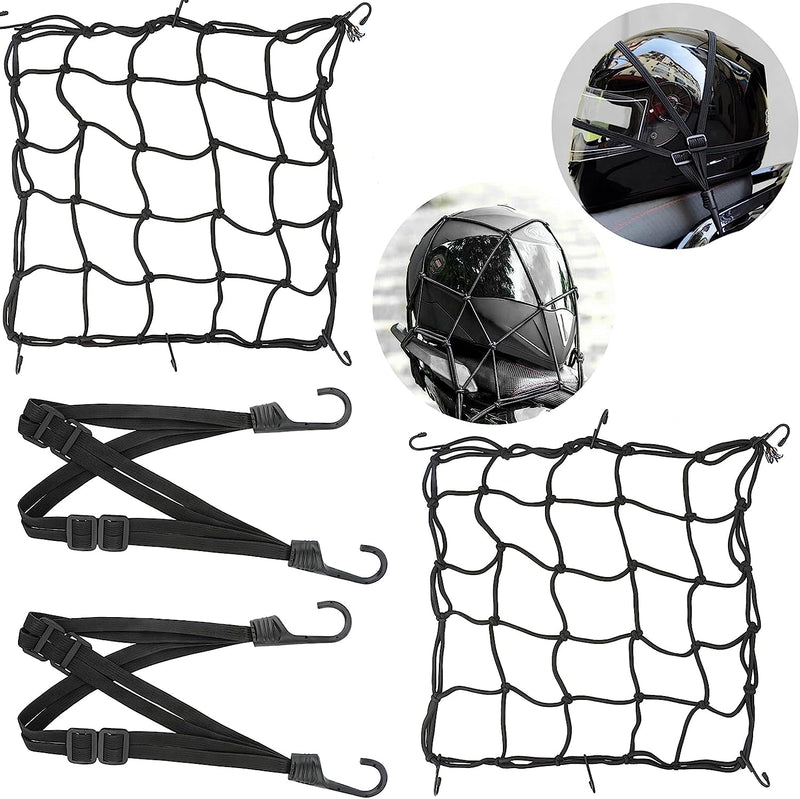 Rete Ragno Elastica,2Pz Rete Ragno Elastica 40 * 40CM+ 2Pz Corda Elastica 60CM , Rete Portapacchi Ragnatela Ragno Accessori Moto Corda Elastica Con Gancio per Casco Bagaglio