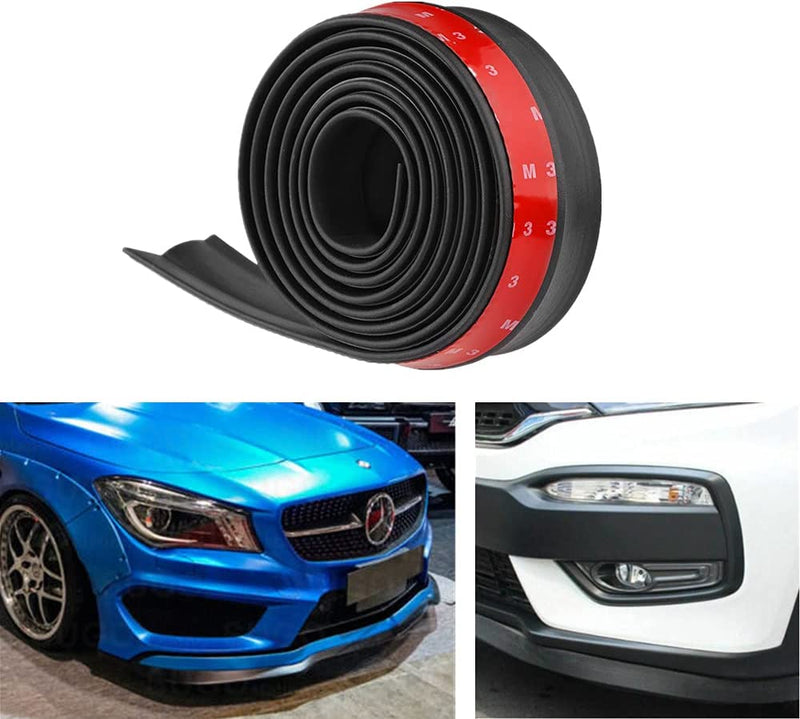 Protezione Universale per Paraurti Anteriore Auto, Autoadesiva, Divisore Auto, Spoiler in Gomma, 2,5 M (Nero), 250 X 5,5 Cm (Lxw)