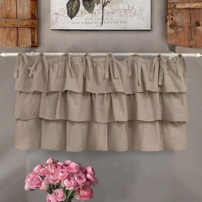 Mantovana Shabby Chic Con Balze Etoile Basic Collection 140 X 60 Cm Colore Tortora