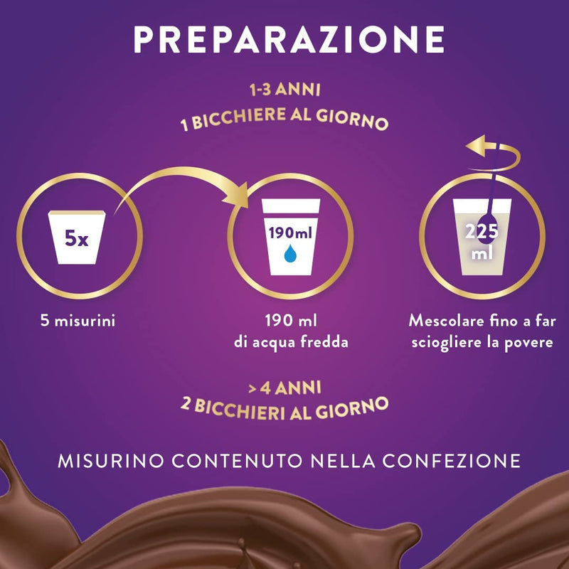 Crescita E Sviluppo: Integratore Alimentare per Bambini - Multivitaminico Con 27 Vitamine E Minerali E Proteine | per Bambini Da Un Anno in Su | Confezione 400G | Gusto Cioccolato