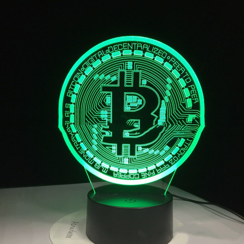 Creative Colorful Currency Bitcoin LED Colorful Color Desk Lamp