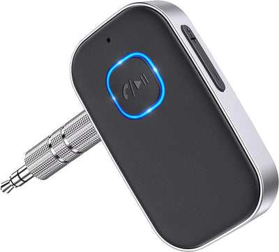 Ricevitore Bluetooth 5.0, Bluetooth Auto Aux Cancellazione Del Rumore, Aux Bluetooth Autonomia Di 16 Ore per Auto Altoparlanti/Stereo Casa/Cuffie Cablate/Chiamate in Vivavoce, Nero