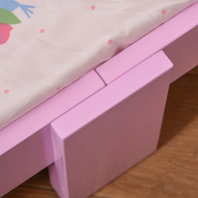 Letto per Bambini Con Bordi Rialzati in Legno per Cameretta, Lettino per Bimbi Da 3-6 Anni, 143X73X60Cm, Rosa